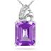 Amethyst and Diamond Pendant 10k White Gold