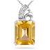 Citrine and Diamond Pendant 10k White Gold