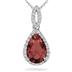 Pear Shape Garnet and Diamond Pendant in 10kt White Gold