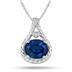 3 Carat Oval Cut Created Sapphire and Diamond Pendant in .925 Sterling Silver