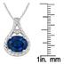 3 Carat Oval Cut Created Sapphire and Diamond Pendant in .925 Sterling Silver