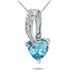 Blue Topaz and Diamond Heart Pendant in .925 Sterling Silver