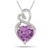 4.00 Carat Amethyst and Diamond Heart Pendant in .925 Sterling Silver