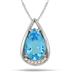 3.75 Carat Pear Shaped Blue Topaz and Diamond Teardrop Pendant in .925 Sterling Silver