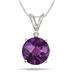 3.00 Carat Checkerboard Amethyst and Diamond Pendant in .925 Sterling Silver