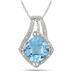 2.25 Carat Cushion Cut Blue Topaz Pendant in .925 Sterling Silver