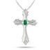 Emerald and Diamond Cross Pendant in .925 Sterling Silver