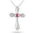 Ruby and Diamond Cross Pendant in .925 Sterling Silver