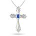 Sapphire and Diamond Cross Pendant in .925 Sterling Silver