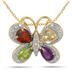 2.50 Carat Multicolor Gem and Diamond Butterfly Pendant in 18K Gold Plated Sterling Silver