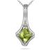 Cushion Cut Peridot and Diamond Pendant in .925 Sterling Silver
