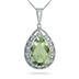 5 Carat Pear Shape Green Amethyst and Diamond Pendant in .925 Sterling Silver 