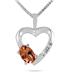 Citrine and Diamond Heart Pendant in 10kt White Gold