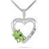 Peridot and Diamond Heart Pendant in 10kt White Gold