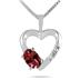Garnet and Diamond Heart Pendant in 10kt White Gold