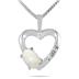 Opal and Diamond Heart Pendant in 10kt White Gold