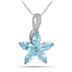 1.00 Carat Aquamarine and Diamond Flower Pendant in .925 Sterling Silver