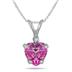 6MM Pink Topaz Heart and Diamond Pendant in .925 Sterling Silver 