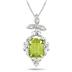 1.75 Carat Emerald Cut Peridot and Diamond Estate Styled Pendant in .925 Sterling Silver