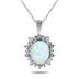 7x5 MM Created Opal and Genuine Diamond Pendant in .925 Sterling Silver
