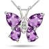 2.10 Carat Amethyst and Diamond Butterfly Pendant in .925 Sterling Silver