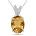 7 Carat Oval Citrine and Diamond Engraved Pendant in 10K White Gold  