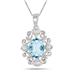 2.15 Carat Blue Topaz and Diamond Antique Pendant in .925 Sterling Silver