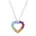 Multi-Colored Natural Gemstone Heart Pendant in .925 Sterling Silver