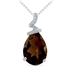 5 Carat Pear Shaped Smokey Quartz & Diamond Pendant in 10K White Gold