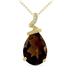 5 Carat Pear Shaped Smokey Quartz & Diamond Pendant in 10K Yellow Gold