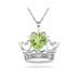 Peridot & Diamond Crown Heart Pendant in 10K White Gold 