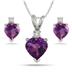4.50 Carat All Natural Heart Shaped Amethyst and Diamond Set in .925 Sterling Silver