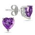 2.40 Carat All Natural Heart Shaped Amethyst Stud Jewelry Set in .925 Sterling Silver