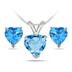 2.40 Carat All Natural Heart Shaped Blue Topaz Stud Jewelry Set in .925 Sterling Silver