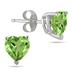 2.40 Carat All Natural Heart Shaped Peridot Stud Jewelry Set in .925 Sterling Silver
