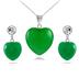 15mm All Natural Jade Heart Pendant and Earring Set in .925 Sterling Silver