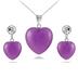 15mm All Natural Lavender Jade Heart Pendant and Earring Set in .925 Sterling Silver