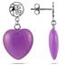 15mm All Natural Lavender Jade Heart Pendant and Earring Set in .925 Sterling Silver