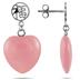 15mm All Natural Pink Jade Heart Pendant and Earring Set in .925 Sterling Silver