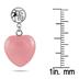 15mm All Natural Pink Jade Heart Pendant and Earring Set in .925 Sterling Silver