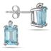 3.00 Carat Emerald Cut Aquamarine and Diamond Earrings and Pendant Set in .925 Sterling Silver 