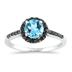 Blue Topaz and Black Diamond Ring in 10k White Gold