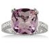 4 Carat Cushion Cut Amethyst and Diamond Antique Ring in .925 Sterling Silver