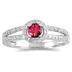 1/4 Carat TW Diamond and Ruby Ring in 10K White Gold