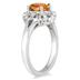 Orange Cognac Optic Cut Gemstone and Diamond Ring in .925 Sterling Silver