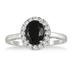 2.00 Carat Oval Onyx and Created White Sapphire Ring in .925 Sterling Silver