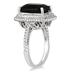 13x9mm Cushion Cut Onyx and Diamond Ring in .925 Sterling Silver 
