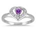 1/3 Carat Amethyst and Diamond Heart Ring in 14K White Gold