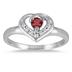 1/3 Carat Garnet and Diamond Heart Ring in 14K White Gold