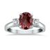 Garnet and Diamond Three Stone Ring 14K White Gold